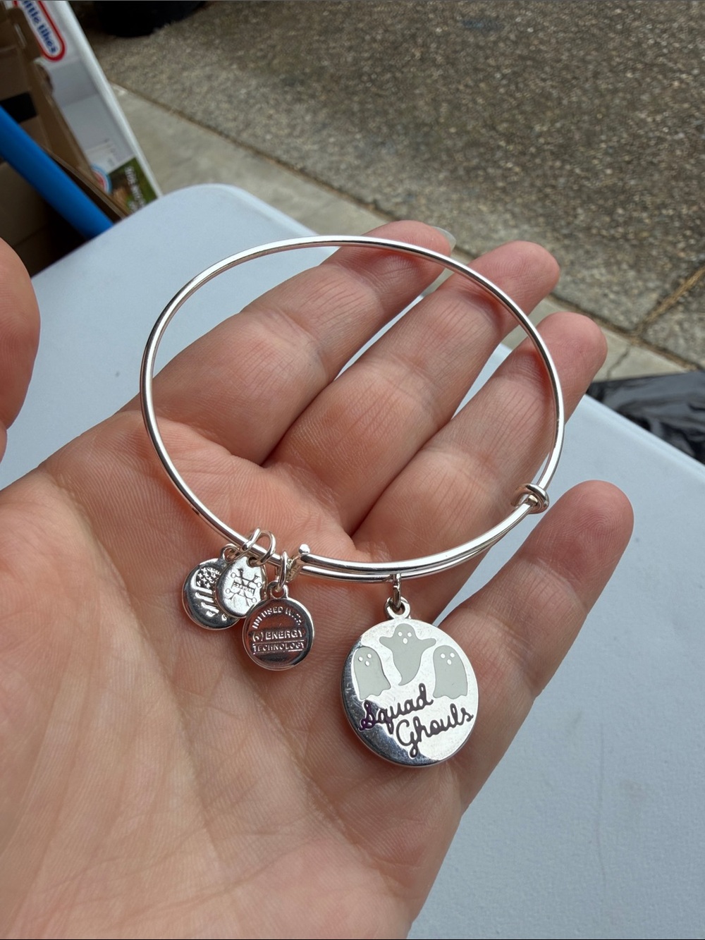 Alex and Ani Squad Ghouls Silver Charm Bangle Bracelet